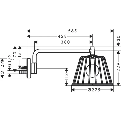 Купить купить верхний душ axor lampshower/nendo 275 1jet, с потолочным подсоединением, шлифованная медь арт. 26031950