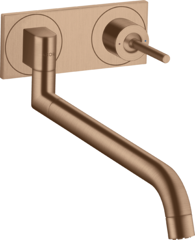 Купить купить смеситель для кухни axor uno однорычажный, настенный, шлифованное красное золото арт. 38815310