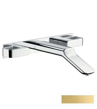 Купить купить смеситель для раковины axor urquiola, на 3 отверстия, скрытого монтажа, с изливом 228 мм, полированное золото арт. 11043990