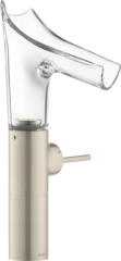 Смеситель для раковины Axor Starck V, однорычажный, 220, со стеклянным изливом, для накладной раковины, шлифованный никель арт. 12114820