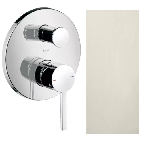 Купить купить смеситель для ванны axor starck, однорычажный, скрытого монтажа, с плоской рычаговой рукояткой, со встроенной защитной комбинацией en1717, сталь арт. 10427800