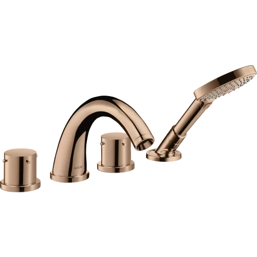 Купить купить смеситель для ванны axor starck, на 4 отверстия, монтаж на плитку, с рукоятками zero, полированное красное золото арт. 10451300