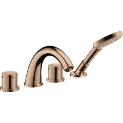 Смеситель для ванны Axor Starck, на 4 отверстия, монтаж на плитку, с рукоятками zero, полированное красное золото арт. 10451300