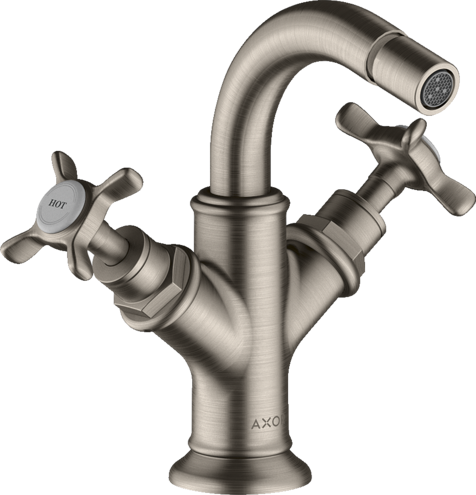 Купить купить смеситель для биде axor montreux, на 2 отверстия , с крестообразными рукоятками, со сливным гарнитуром, сталь арт. 16520800