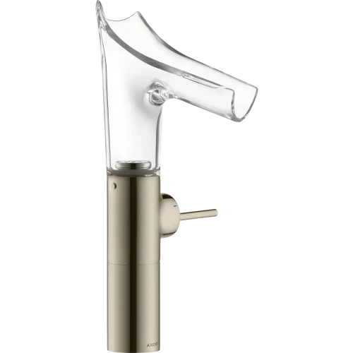Купить купить смеситель для раковины axor starck v, однорычажный, 220, со стеклянным изливом, для накладной раковины, полированный никель арт. 12114830