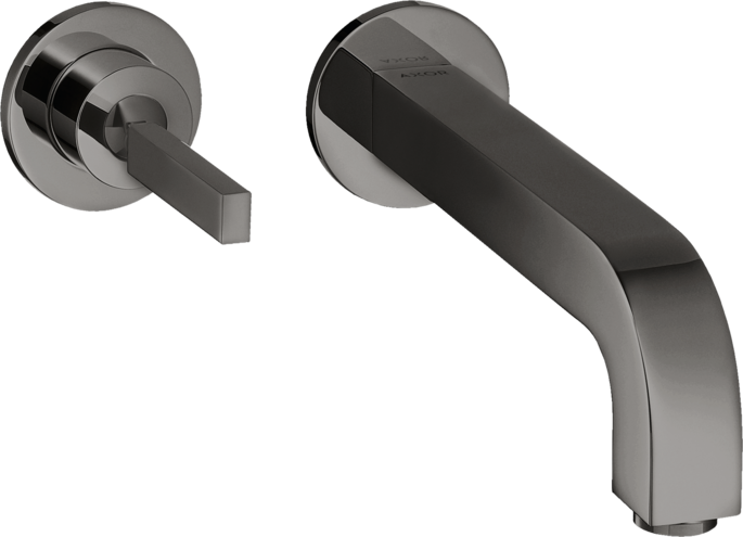 Купить купить смеситель для раковины axor citterio настенный, с тонкой рукояткой, с изливом 160 мм, с отдельными розетками, полированный черный, хром арт. 39113330