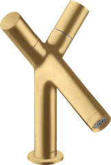 Смеситель для раковины Axor Starck 80, с двумя рукоятками, со сливным гарнитуром, шлифованное золото арт. 10030250