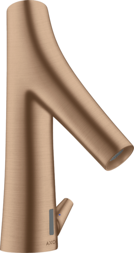 Купить купить смеситель для раковины axor starck organic, электронный, с регулировкой температуры, питание от сети 230v, шлифованное красное золото арт. 12173310