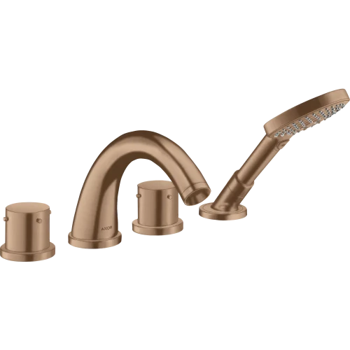 Купить купить смеситель для ванны axor starck, на 4 отверстия, монтаж на плитку, с рукоятками zero, шлифованное красное золото арт. 10451310