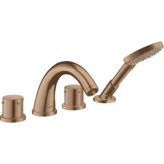 Смеситель для ванны Axor Starck, на 4 отверстия, монтаж на плитку, с рукоятками zero, шлифованное красное золото арт. 10451310