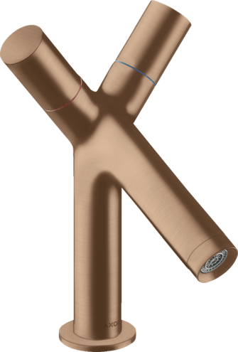 Купить купить смеситель для раковины axor starck 80, с двумя рукоятками, со сливным гарнитуром, шлифованное красное золото арт. 10030310