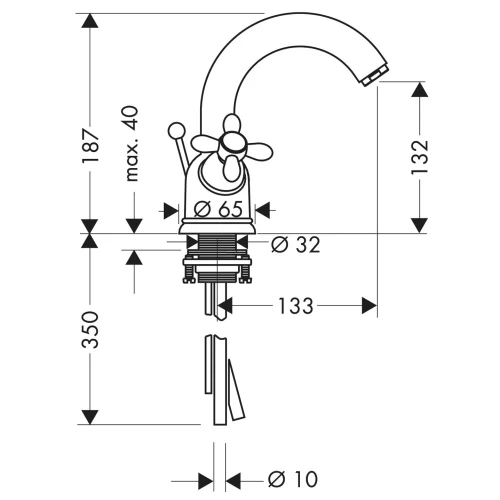 Купить купить смеситель axor carlton для раковины с высотой излива 130 мм с двумя рукоятками с поворотным изливом и медными трубками со сливным гарнитуром, хром арт. 17030000