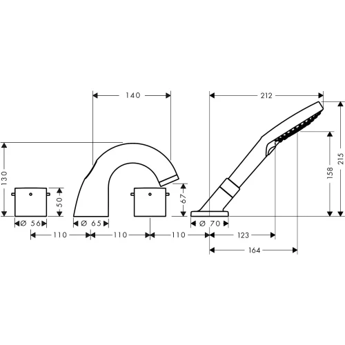 Купить купить смеситель для ванны axor starck, однорычажный, скрытого монтажа, с плоской рычаговой рукояткой, со встроенной защитной комбинацией en1717, шлифованный черный, хром арт. 10427340