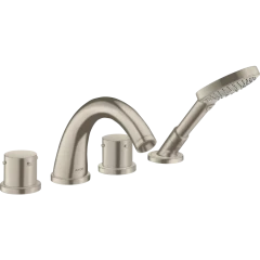 Смеситель для ванны Axor Starck, на 4 отверстия, монтаж на плитку, с рукоятками zero, шлифованный никель арт. 10451820