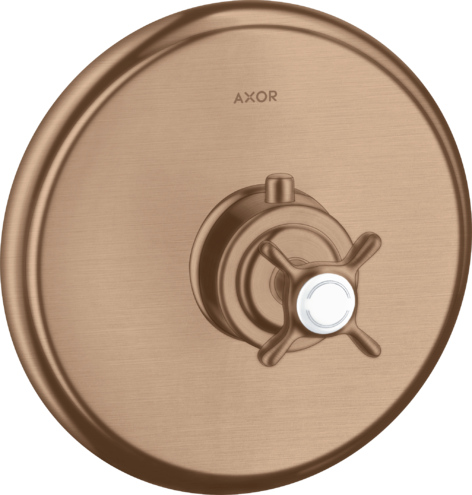 Купить купить термостат axor montreux highflow, скрытого монтажа, с крестообразной рукояткой, шлифованное красное золото арт. 16815310