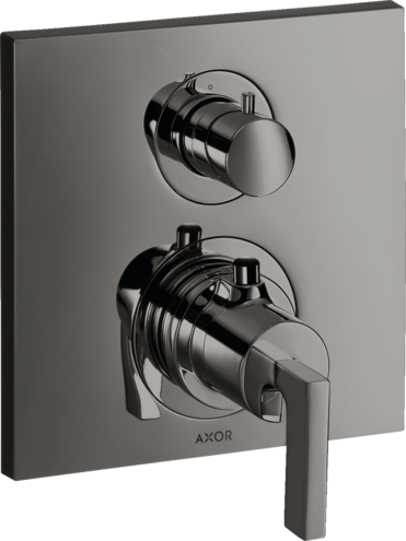 Купить купить термостат с запорным вентилем axor citterio с рычаговой рукояткой, полированный черный, хром арт. 39700330