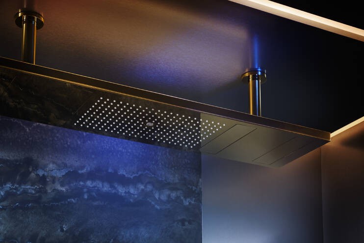 Купить купить верхний душ axor showerheaven 1200/300 4jet, с подсветкой 3500 k, полированное золото арт. 10628990