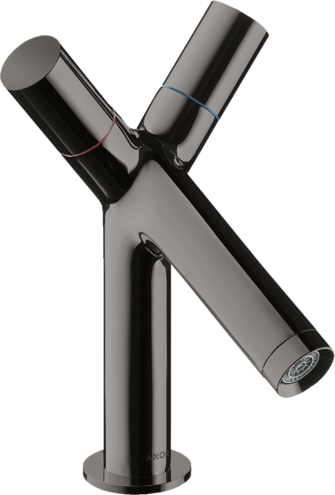 Купить купить смеситель для раковины axor starck 80, с двумя рукоятками, со сливным гарнитуром, полированный черный, хром арт. 10030330