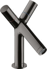 Смеситель для раковины Axor Starck 80, с двумя рукоятками, со сливным гарнитуром, полированный черный, хром арт. 10030330