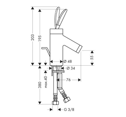 Купить купить cмеситель axor starck classic для раковины с высотой излива 70 мм со сливным гарнитуром, хром арт. 10015000