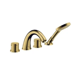 Смеситель для ванны Axor Starck, на 4 отверстия, монтаж на плитку, с рукоятками zero, полированное золото арт. 10451990