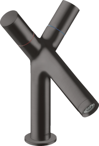 Купить купить смеситель для раковины axor starck 80, с двумя рукоятками, со сливным гарнитуром, шлифованный черный, хром арт. 10030340