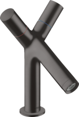 Смеситель для раковины Axor Starck 80, с двумя рукоятками, со сливным гарнитуром, шлифованный черный, хром арт. 10030340