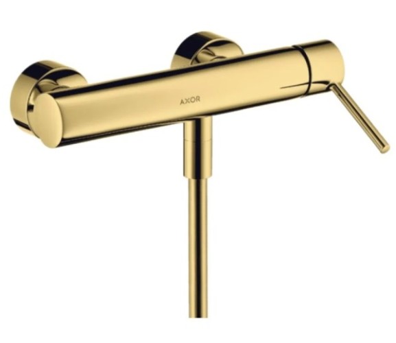 Купить купить смеситель для душа axor starck, однорычажный, внешнего монтажа, с плоской рычаговой рукояткой, полированное золото арт. 10665990