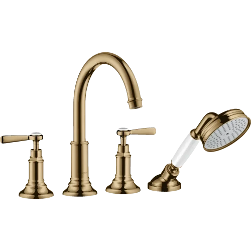 Купить купить смеситель на край ванны axor montreux, на 4 отверстия, с рычаговыми рукоятками, полированная бронза арт. 16550130