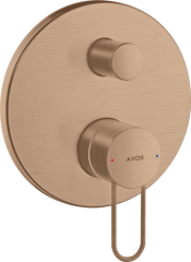 Смеситель для ванны AXOR Uno с рукояткой петлей со встроенной защитной комбинацией, шлифованное красное золото арт. 38428310