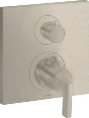Термостат с запорным вентилем AXOR Citterio с рычаговой рукояткой, матовый никель арт. 39700820