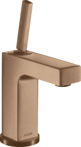 Купить купить смеситель для раковины axor citterio 110, с тонкой рукояткой, со сливным гарнитуром, матовое красное золото арт. 39010310