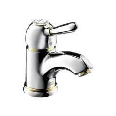 Смеситель AXOR Carlton для раковины с высотой излива 70 мм со сливным гарнитуром, хром и золото арт. 17010000