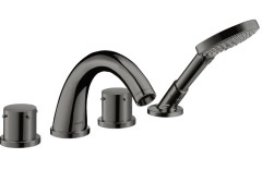 Смеситель для ванны Axor Starck, на 4 отверстия, монтаж на плитку, с рукоятками zero, полированный черный, хром арт. 10451330