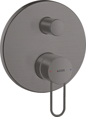 Купить купить смеситель для ванны axor uno с рукояткой петлей со встроенной защитной комбинацией, шлифованный черный, хром арт. 38428340