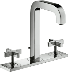 Смеситель для раковины AXOR Citterio на 3 отверстия, 170, с изливом 140 мм, с крестообразными рукоятками, с панелью, со сливным гарнитуром, хром арт. 39134000