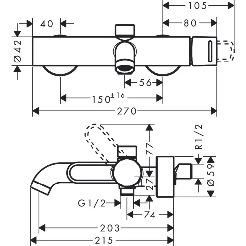 Купить купить смеситель для ванны axor uno однорычажный, внешнего монтажа, с рукояткой-петлей, шлифованный никель арт. 38421820