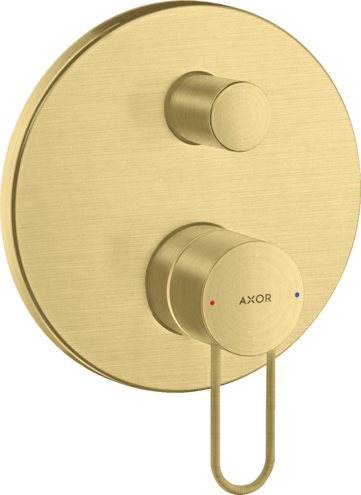 Купить купить смеситель для ванны axor uno с рукояткой петлей со встроенной защитной комбинацией, матовая латунь арт. 38428950