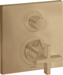 Термостат с запорным/переключающим вентилем AXOR Citterio с крестообразной рукояткой, матовая бронза арт. 39725140