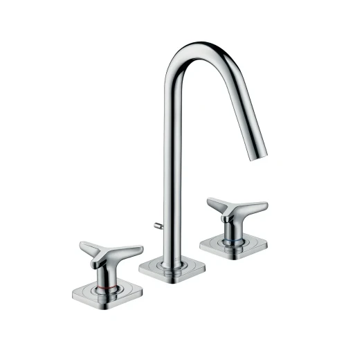 Купить купить смеситель axor citterio m для раковины с высотой излива 160 мм на 3 отверстия с рукоятками в форме звезд и розеткой со сливным гарнитуром, хром арт. 34135000