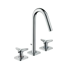 Смеситель AXOR Citterio M для раковины с высотой излива 160 мм на 3 отверстия с рукоятками в форме звезд и розеткой со сливным гарнитуром, хром арт. 34135000