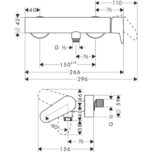 Купить купить смеситель для душа axor citterio m, однорычажный, внешнего монтажа, полированный черный, хром арт. 34620330