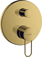 Смеситель для ванны AXOR Uno с рукояткой петлей со встроенной защитной комбинацией, полированное золото арт. 38428990