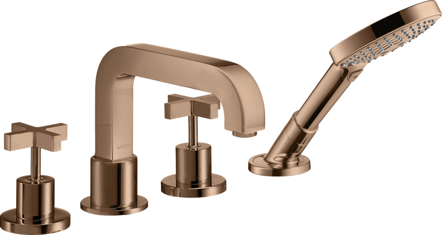 Купить купить смеситель axor citterio на край ванны на 4 отверстия с крестообразными рукоятками, полированное красное золото арт. 39445300