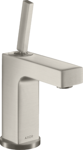 Купить купить смеситель для раковины axor citterio 110, с тонкой рукояткой, с незапираемым сливным набором, сталь арт. 39018800