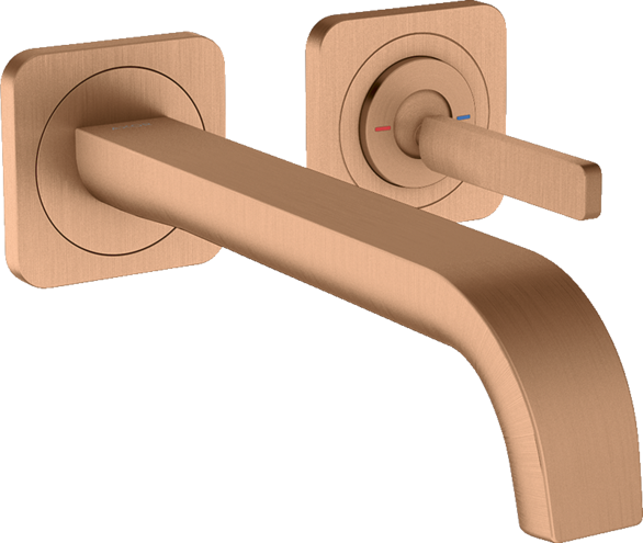 Купить купить смеситель для раковины настенный axor citterio e 221 мм, с отдельными розетками, матовая бронза арт. 36106140