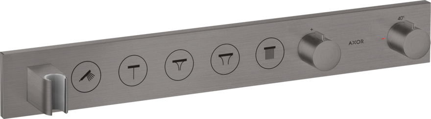 Купить купить термостат axor showerselect select 670/90, для 5 потребителей, скрытого монтажа, шлифованный черный, хром арт. 18358340