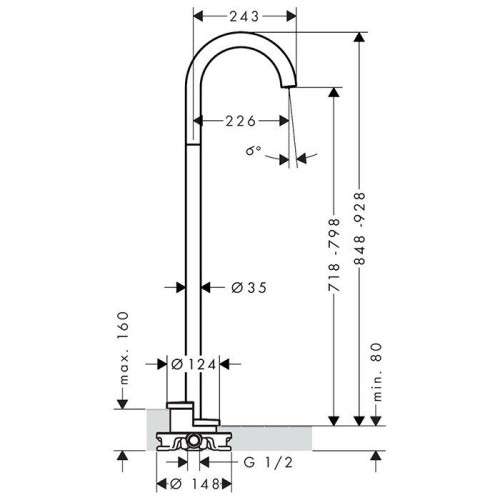Купить купить излив на ванну напольный axor uno аркообразный, матовый черный арт. 38412670