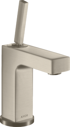 Купить купить смеситель для раковины axor citterio 110, с тонкой рукояткой, со сливным гарнитуром, матовый никель арт. 39010820