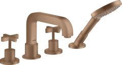 Смеситель AXOR Citterio на край ванны на 4 отверстия с крестообразными рукоятками, матовое красное золото арт. 39445310